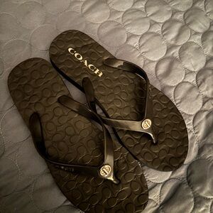 Coach Black Signature Flip Flops